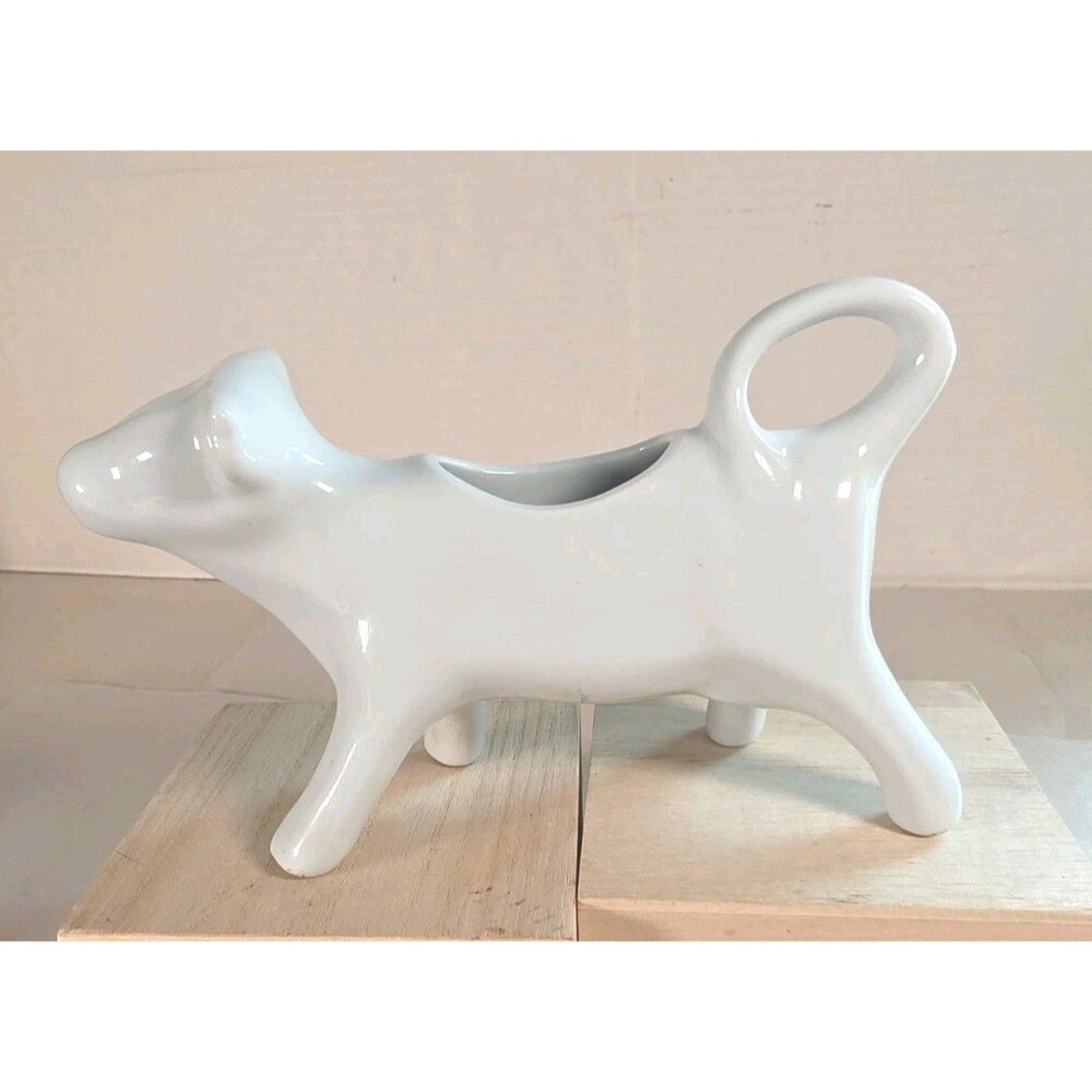 Vintage White Farmhouse Ceramic Cow Creamer No Chips